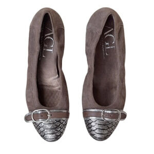 AGL Suede Ballet Flats Italy Neutral Taupe Business Casual Professional EU 41.5